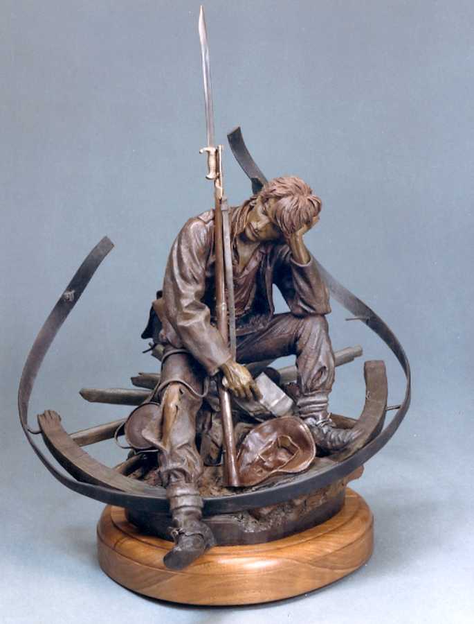 Letter From Home a maquette-sized Bronze Civil War Sculpture Allegory by James Muir
