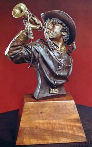 "Bugle Notes" a Bronze Civil War Sculpture Allegory by James Muir Bronze Allegorical Sculptor-Artist