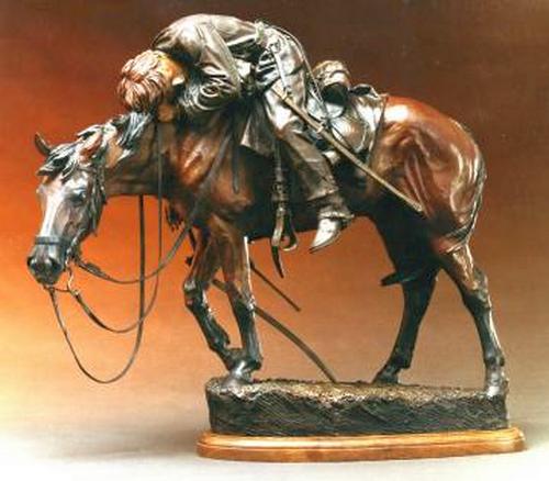 "Carried to Safety" a Bronze Civil and Indian War Era Sculpture Allegory by James Muir Bronze Allegorical Sculptor-Artist