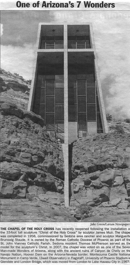 "Christ of the Holy Cross" 33 feet high for The Chapel of The Holy Cross in Sedona by James Muir Allegorical Bronze Artist