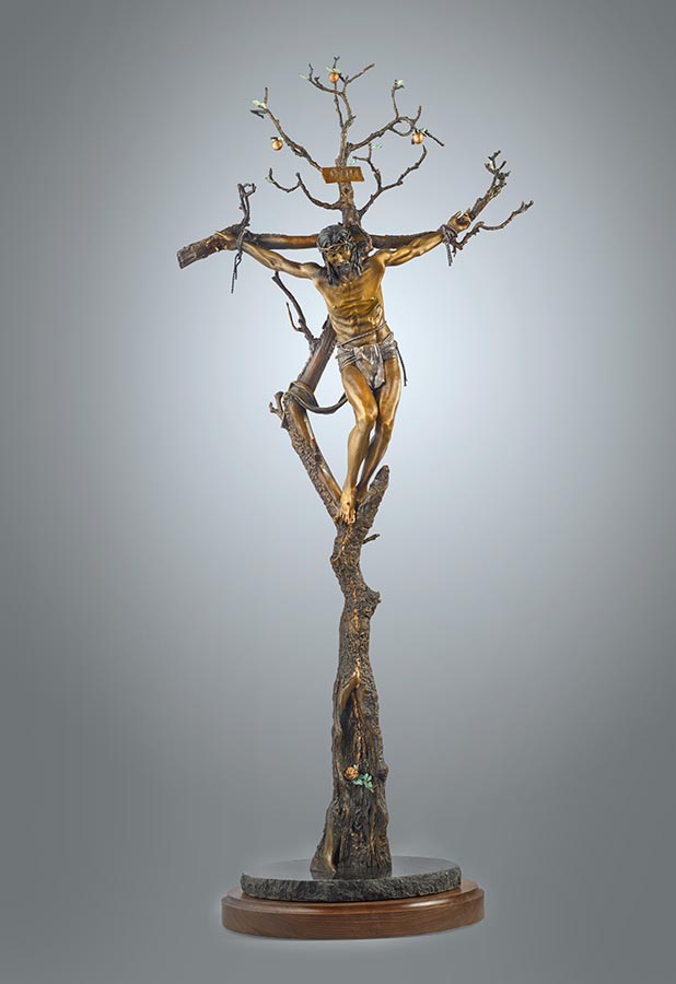 "Christ of the Holy Cross" 50 inch high Bronze Sculpture Allegory by James Muir Bronze Allegorical Sculptor-Artist