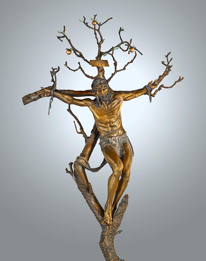 "Christ of the Holy Cross" 50 inch high Bronze Sculpture Allegory by James Muir Bronze Allegorical Sculptor-Artist