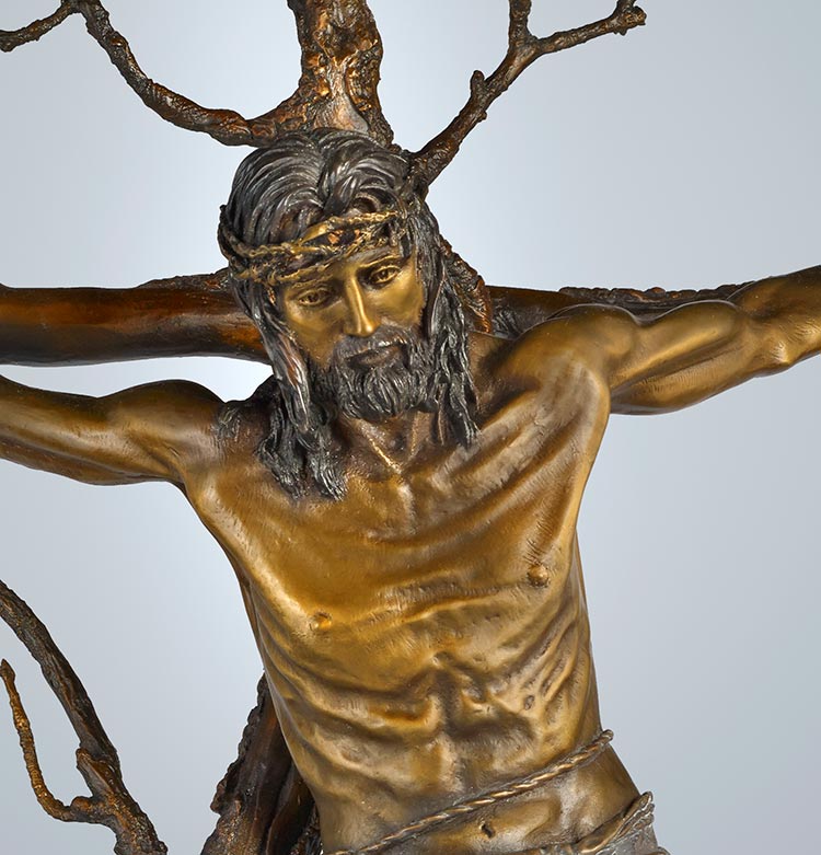 "Christ of the Holy Cross" 50 inch high Bronze Sculpture Allegory by James Muir Bronze Allegorical Sculptor-Artist