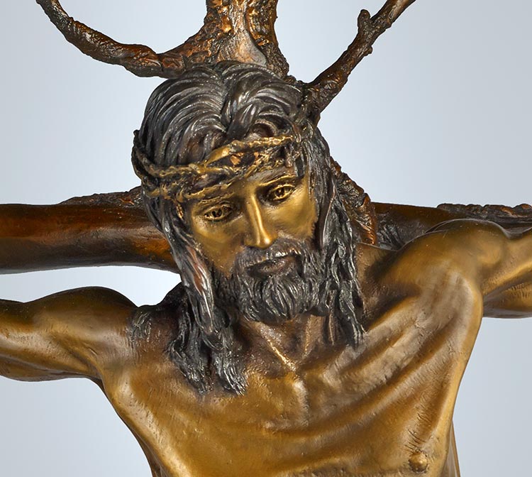 "Christ of the Holy Cross" 50 inch high Bronze Sculpture Allegory by James Muir Bronze Allegorical Sculptor-Artist