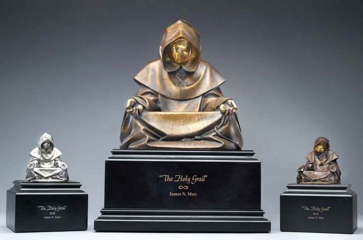 "The Holy Grail" a Bronze Sculpture Allegory by James Muir Bronze Allegorical Sculptor-Artist