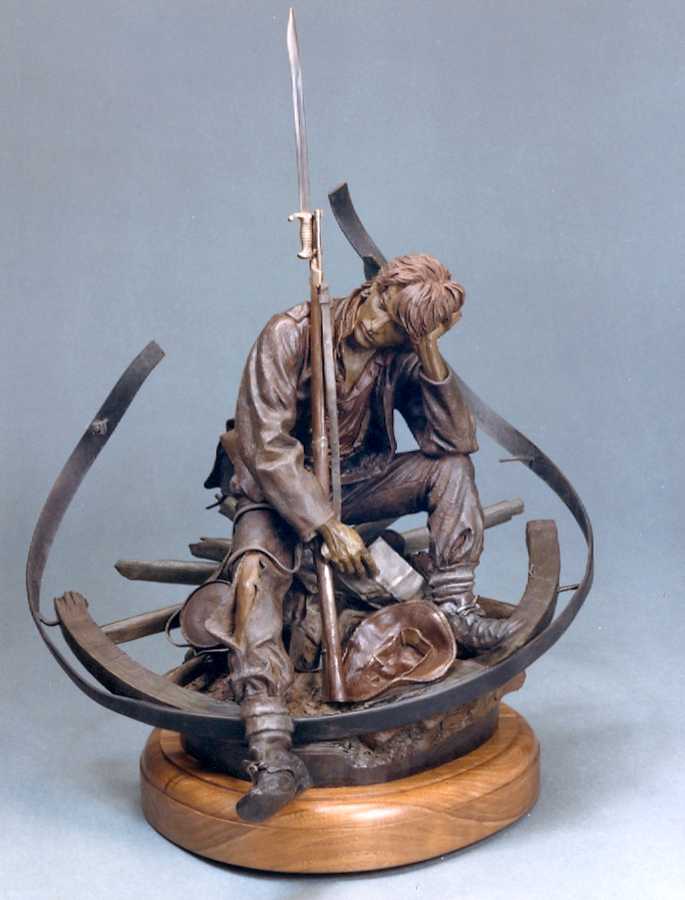 "The Letter From Home" a maquette-sized Bronze Civil War Sculpture Allegory by James Muir Bronze Allegorical Sculptor-Artist