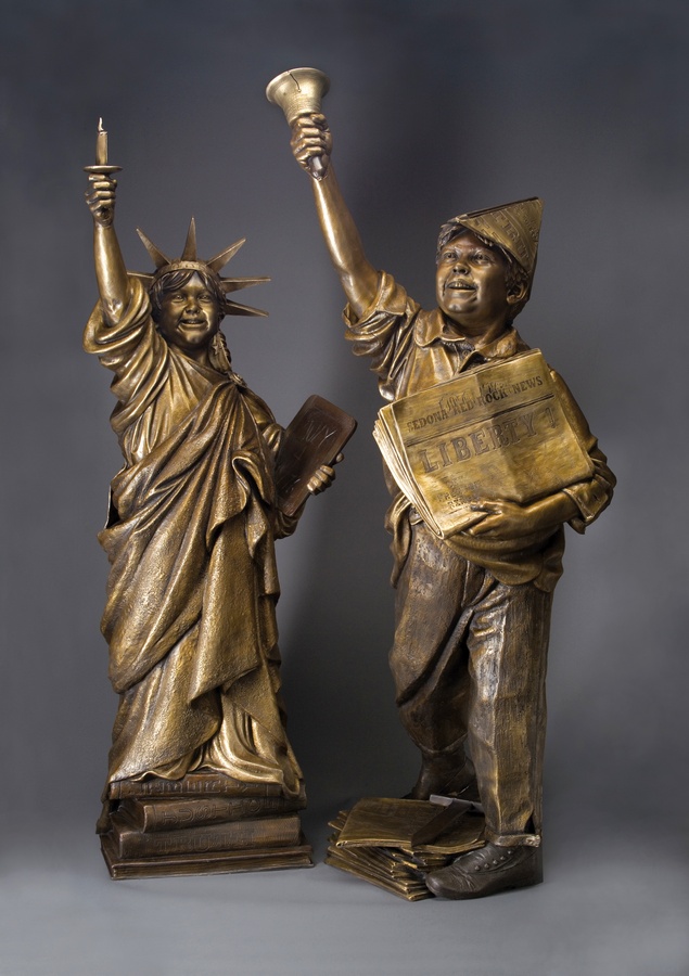 "Let Freedom Ring & Lil Liberty" Life-size Bronze Sculpture Allegories by James Muir Bronze Allegorical Sculptor-Artist