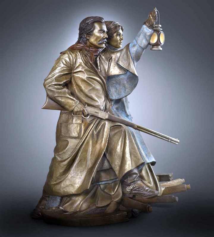 "The Lighted Lantern" a Life-size Bronze Sculpture Allegory by James Muir Bronze Allegorical Sculptor-Artist