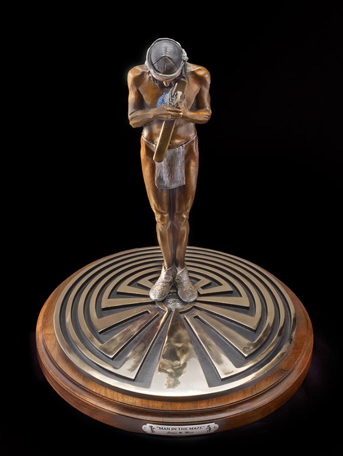 "Man In The Maze" Maquette Bronze Sculpture Allegory by James Muir Bronze Allegorical Sculptor-Artist