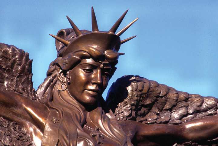 "Caduceus" a monumental bronze sculpture allegory by James Muir