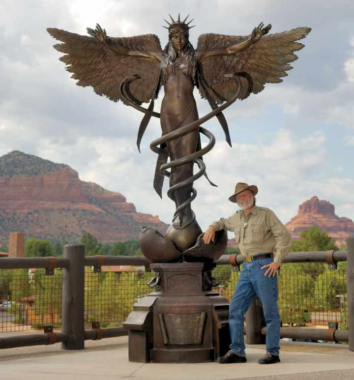 "Caduceus" a monumental bronze sculpture allegory by James Muir