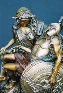 "The American Pieta" a Maquette-sized Study bronze sculpture by allegorical sculptor-artist James Muir