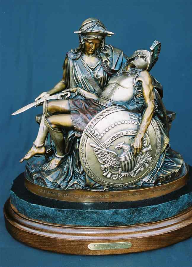 "The American Pieta" a Maquette-sized Study bronze sculpture by allegorical sculptor-artist James Muir