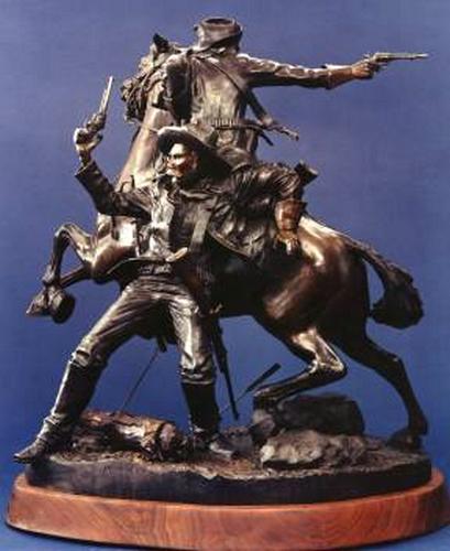 "Rescue Under Fire" a Bronze Indian War Sculpture by James Muir Bronze Allegorical Sculptor-Artist