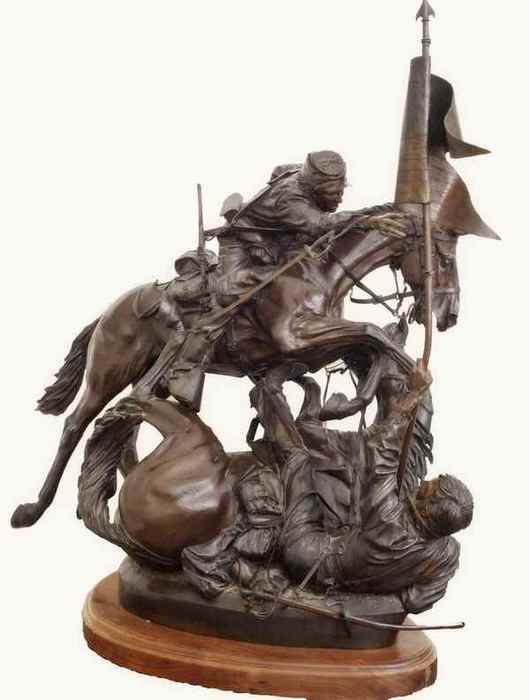 "Saving The Flag" a Bronze Civil War Sculpture Allegory by James Muir Bronze Allegorical Sculptor-Artist