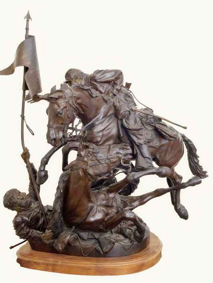 "Saving The Flag" a Bronze Civil War Sculpture Allegory by James Muir Bronze Allegorical Sculptor-Artist