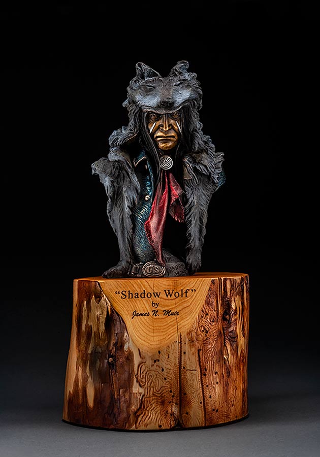 "Shadow Wolf" a Bronze Sculpture by James Muir Bronze Allegorical Sculptor-Artist