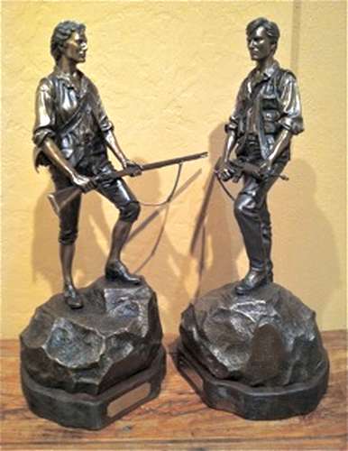 "Sons of Liberty 1775 and 1995" as a pair of Bronze Maquette Sculptures by James Muir Bronze Allegorical Sculptor-Artist