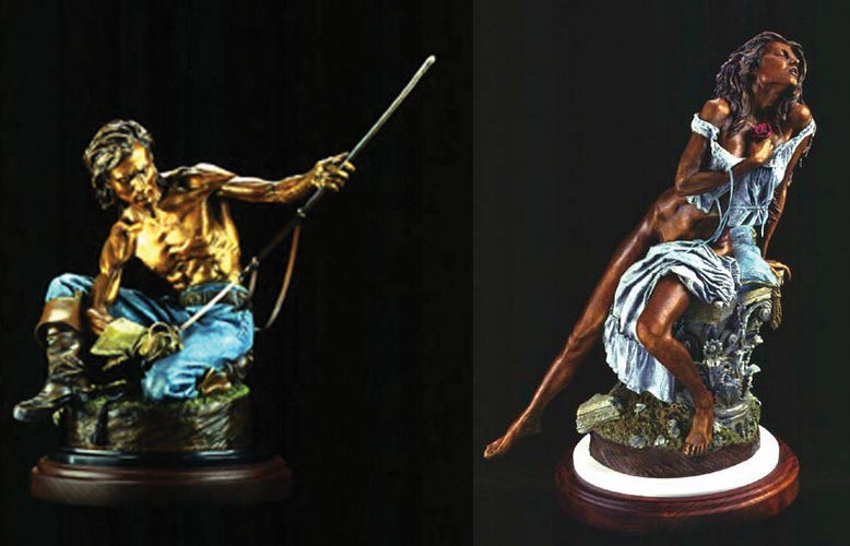 "The Sabre and The Rose" a Bronze Civil and Indian War Era Sculpture by James Muir Bronze Allegorical Sculptor-Artist