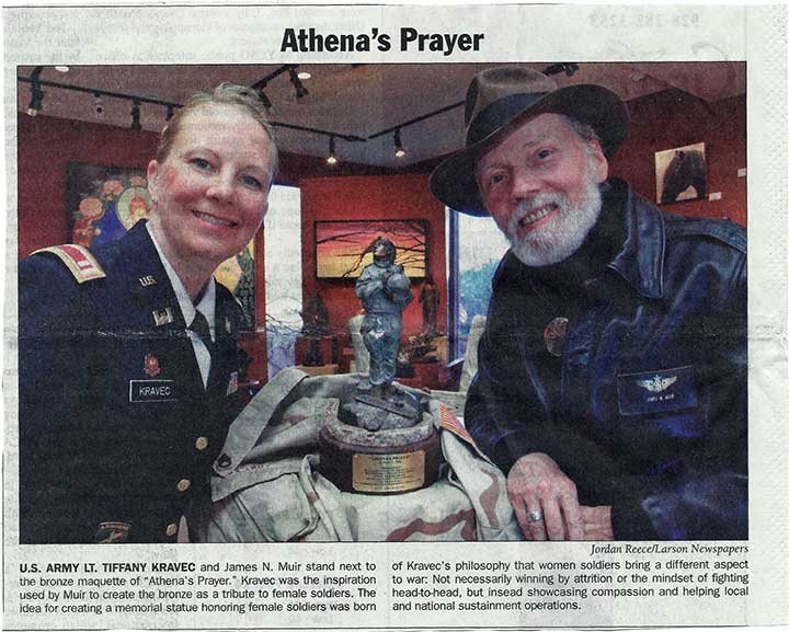 "Athena's Prayer" a life-size bronze allegory sculpture by James Muir